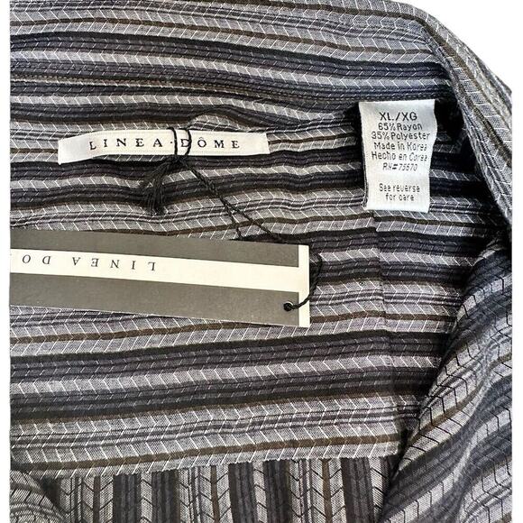 Linea Dome XL Men's Striped Short Sleeve Button-Up Shirt Multicolor Point Collar - Picture 3 of 14